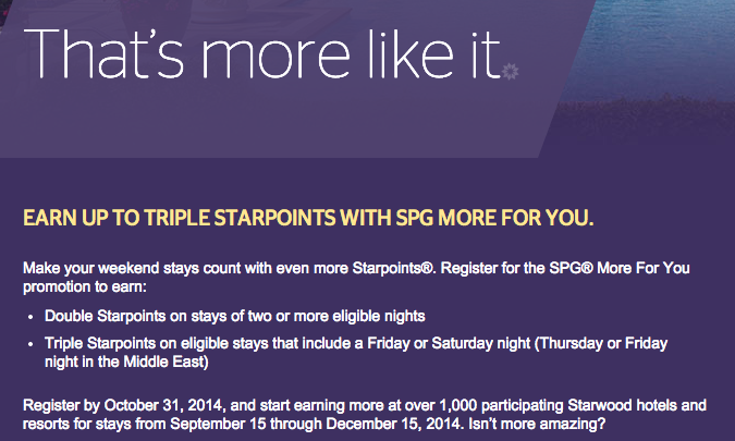 Starwood's "More for You" promotion