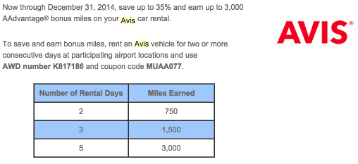 Avis and American Airline promotion