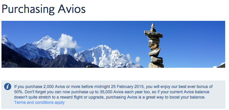 Purchase Avios Points Promotion