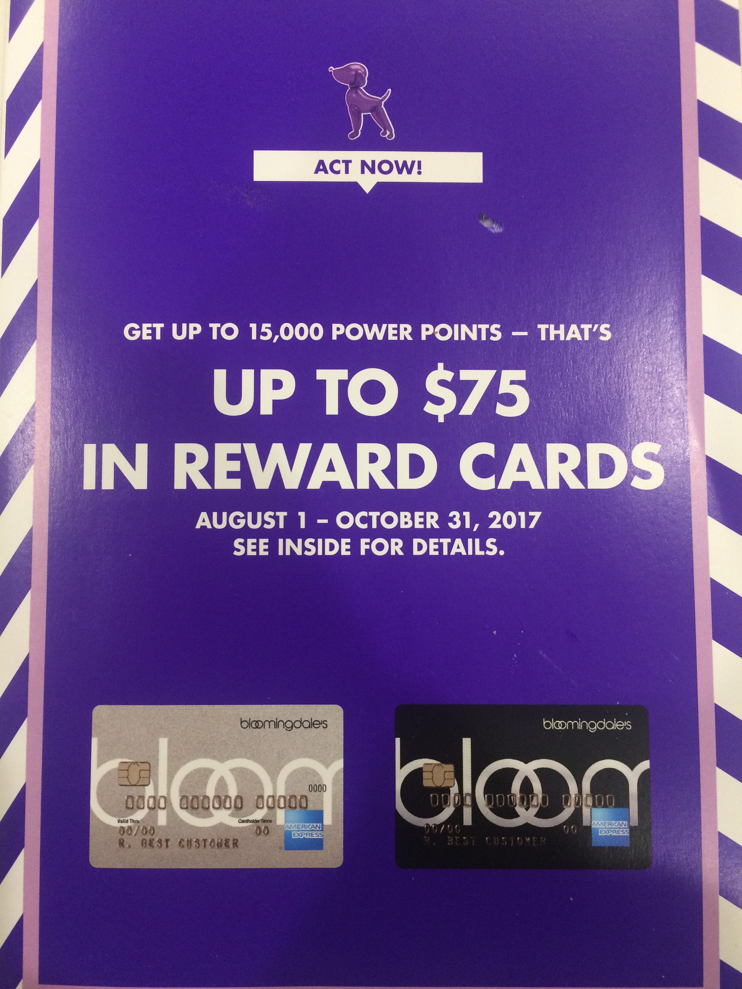For The Months Of August September And October If You Make 10 Purchases At Any Merchant On Your Bloomingdales Credit Card 25 Or More