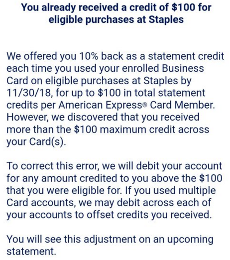 a screenshot of a credit card error