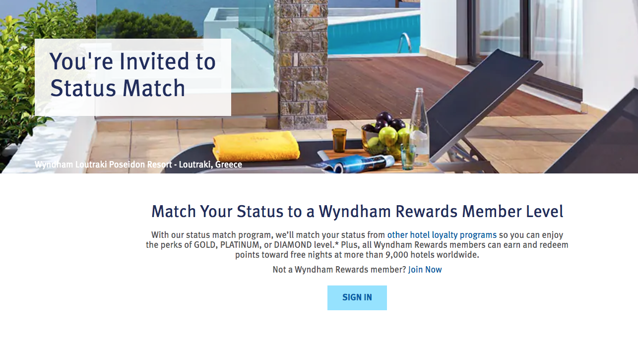 wyndham status match to top tier Diamond status