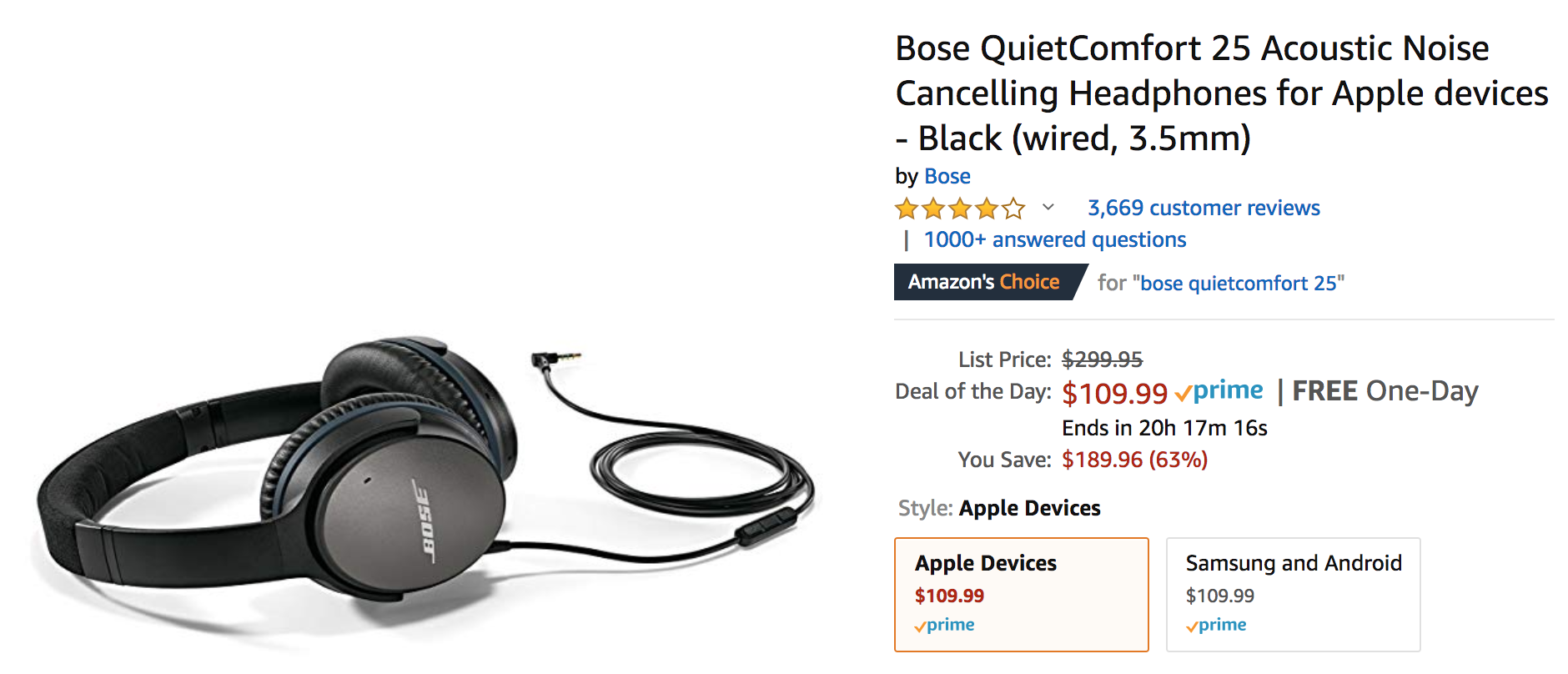 a black headphones with a cord