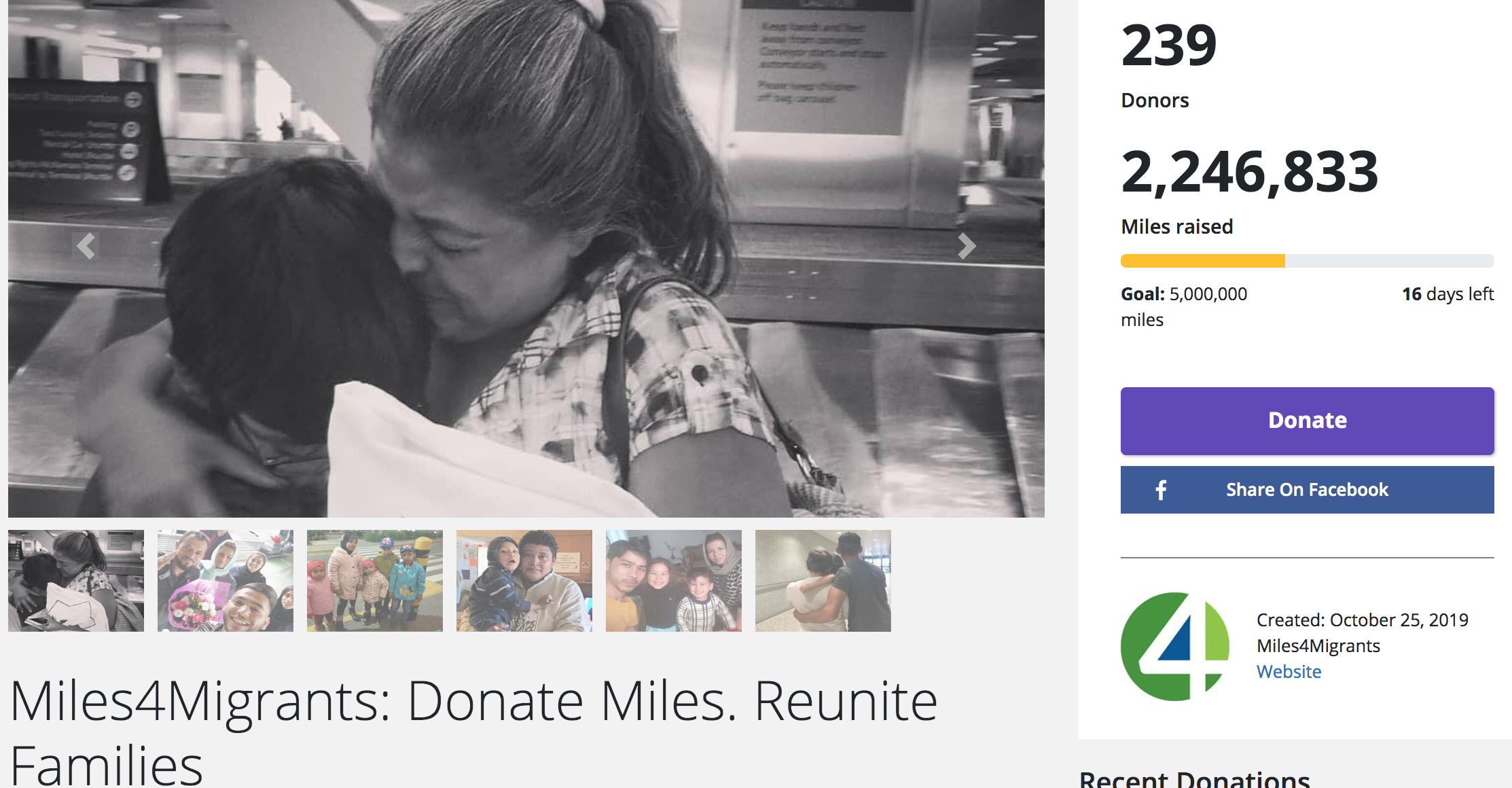 donate united miles to help families reunite