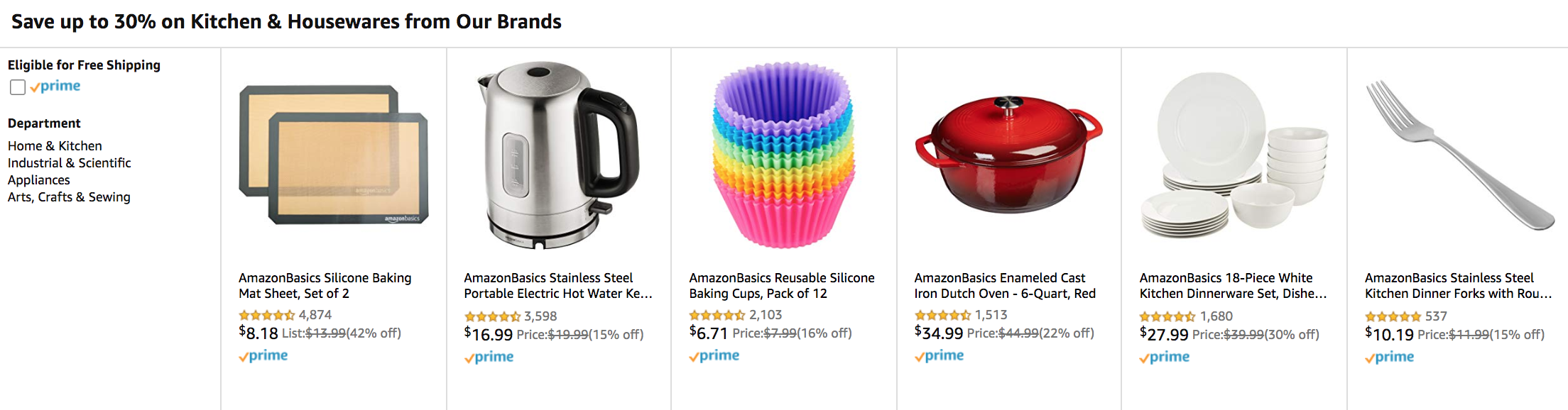Amazon is offering sale prices on many household items.