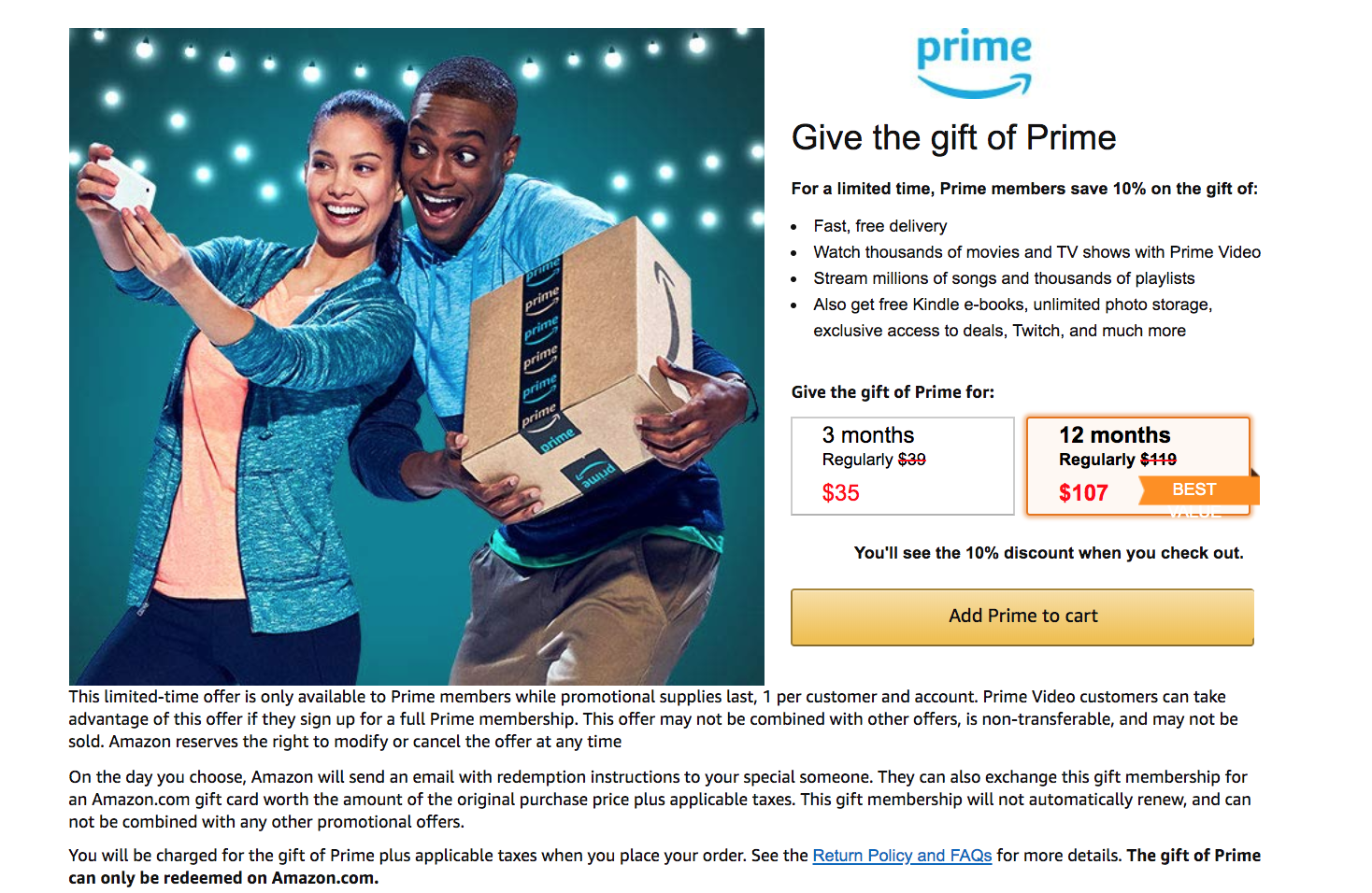 discount amazon prime membership with 10% off