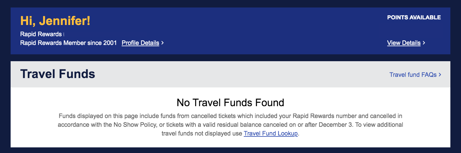 use a southwest travel fund within the expiration date for a future flight