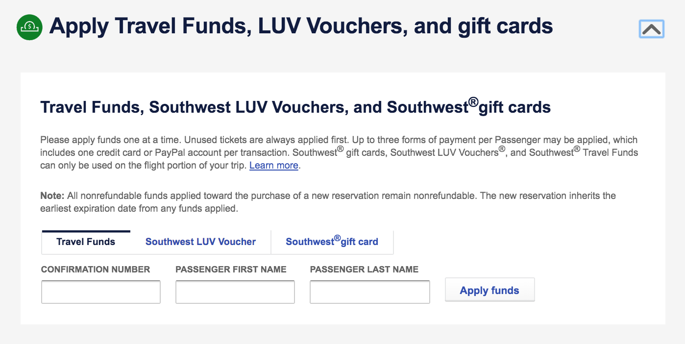 southwest vouchers can be used during the payment process